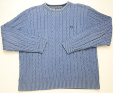 Ralph Lauren Chaps Sweater Blue Cotton Mans Crewneck Long Sleeve Large AP62