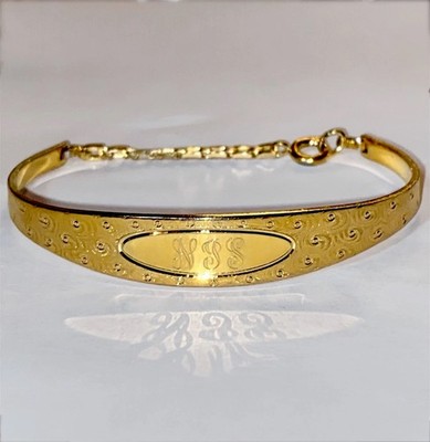 Vtg 60s JB Jacoby-Bender Gold Filled Etched Monogram Cuff Bracelet Initial NJS