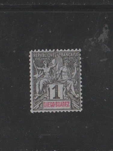 1893 DIEGO SUAREZ YVERT N°38 1c.noir s.azure new ** extra