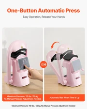Auto Hat Heat Press Machine, with 2pcs Interchangeable Platens, Pink