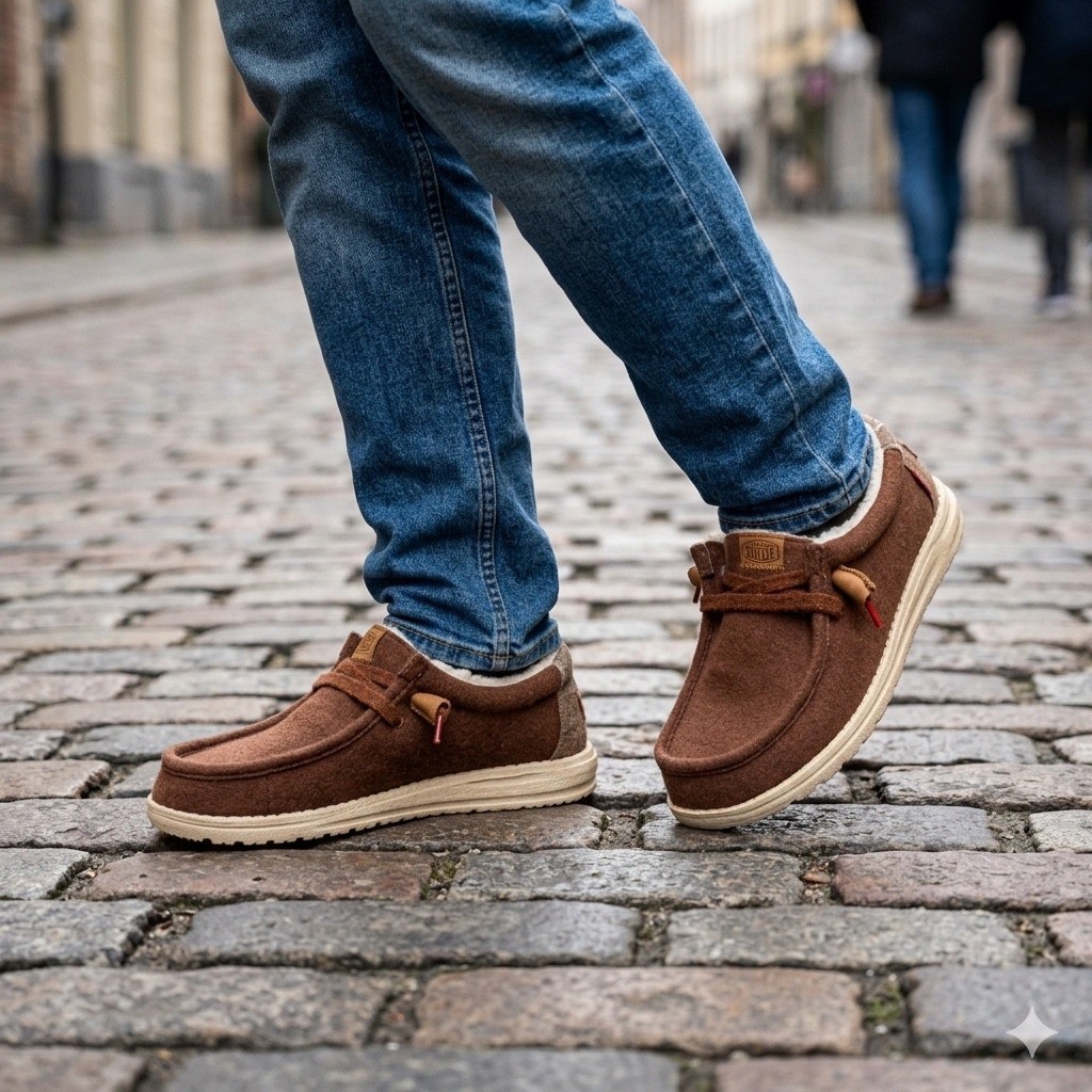 Hey Dude Wally Cozy Plaid Downtown Brown Slip On Loafers 44341-2IG