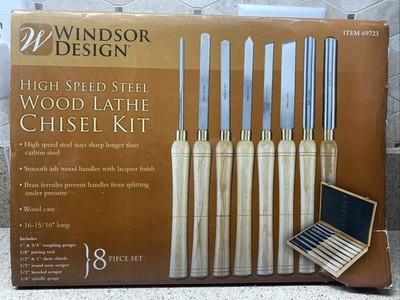 NEW WINDSOR DESIGN 8-Piece High Speed Steel Wood Lathe Chisel Kit Woodworking