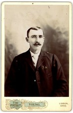 Antique Cabinet Card Circa 1890s Young Handsome Man with Mustache Ohio