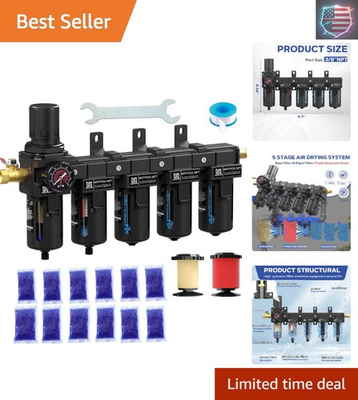 #ad 3 8quot; NPT 5 Stage Air Dryer for CompressorAir Pressure Regulator with 5＆0.01 ... $197.55