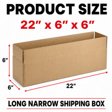 100 Boxes 22x6x6" Long Corrugated Shipping Boxes ECT-32 Kraft Packing Cartons