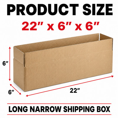 100 Boxes 22x6x6'' Long Corrugated Shipping Boxes ECT-32 Kraft Packing Cartons