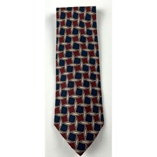 Gitman Bros Saks Silk Tie Burgundy Navy Geometric XLT Extra Long Wide USA