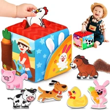 Baby Toys 6-12 Months - Soft Sensory Box Infant Toy with Stuffed Animals, Rat...