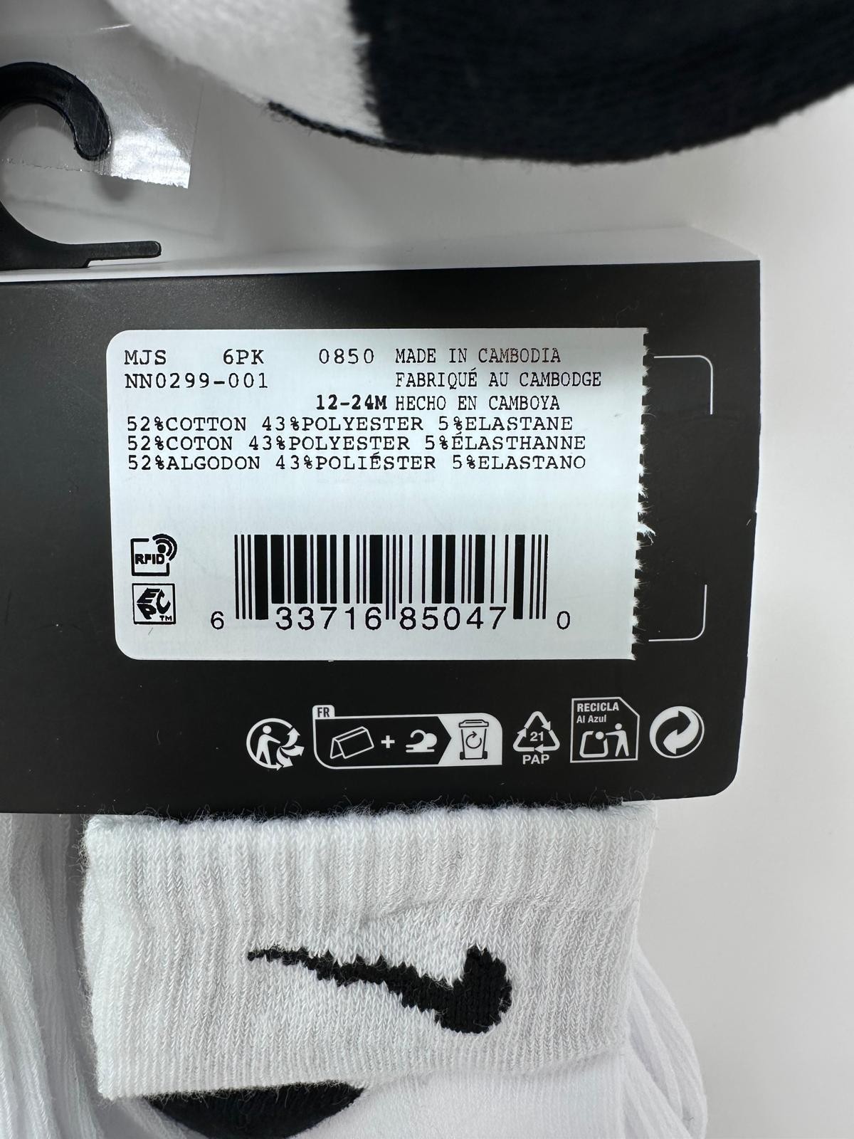 NIKE Infant 12-Pack Mid Cut Quarter Gripper Socks (0470)- 12-24 Months, R2(A10T)