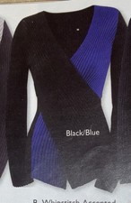 size Large Black/Blue Color lock Ribbed Crossover Sweater by Seventh Avenue new