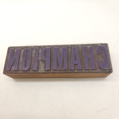 Vintage Printing Block ''Champion'' Possibly Automotive Spark Plug Related