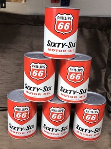 One Vintage 1960s PHILLIPS 66 MOTOR OIL 1 Quart Composite Can SAE 20-20W - FULL