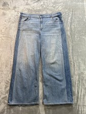 American Eagle Jean Women Plus Sz 20 Regular Blue Super High Rise Wide Leg Baggy