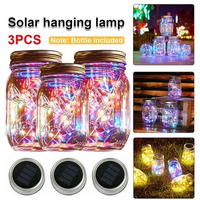 3 Stück Solar Hängende Lampe Flasche Landschaft Lichter LED Laterne Garten IP68