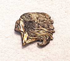 CLASSIC BELT BUCKLE SOUTHWESTERN NATIVE AMERICAN CHIEF HEADRESS GOLD TONE BB13