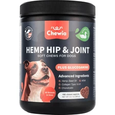 CHEWIA Hip & Joint Health Supplement for Dogs with Glucosamine Chondroitin 180Ct