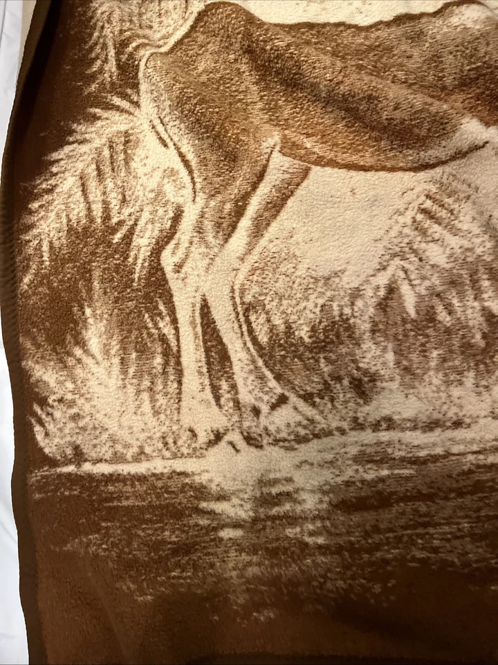 Manta Reversible De Colección Mora Son De Abrigo Ciervo Buck Hecha en España 60"x 74” Foto 3 de 4