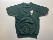 NWT Vintage 1960s Hanes Breeze Shield Short Sleeve Green Sweatshirt Small 34/36