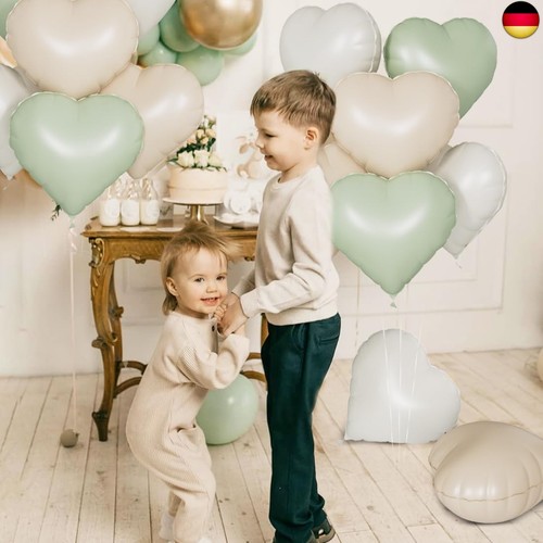 Herz Folienballon 24 Stück,Herz Helium Luftballons,Heliumballon Herzen,Beige - Bild 6 von 7