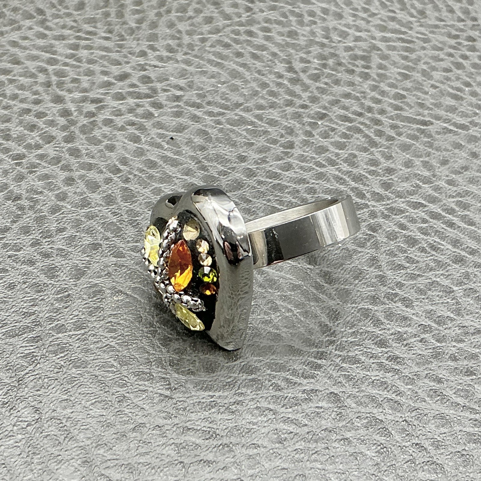 KC Heart Statement Ring Silver Tone Multicolor Cr… - image 3