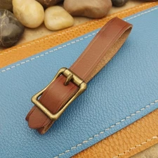 English Bridle Leather Pocket Watch Fob Strap & Antique Brass Finish Cast Buckle