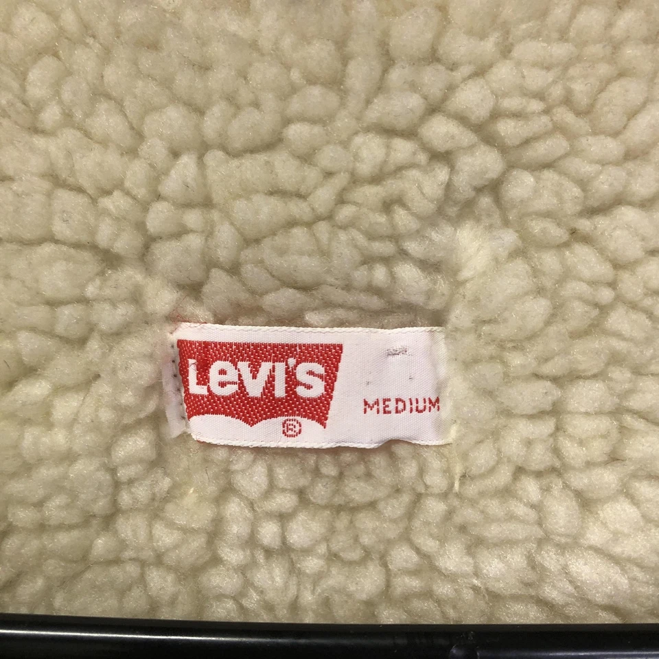 Chaleco Levis De Colección Para Hombres Mediano Forrado Sherpa Denim Western Ranch Hecho en EE. UU. AÑOS 70 Foto 4 de 4