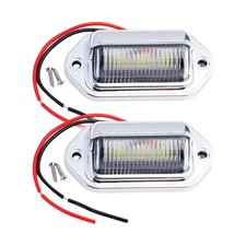 2 Pcs White Led License Plate Light 6-smd Waterproof Tag Lights 12v Universal Us