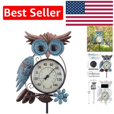 Metal Owl Stake Thermometer - Vintage Garden Decoration & Accurate Measurements