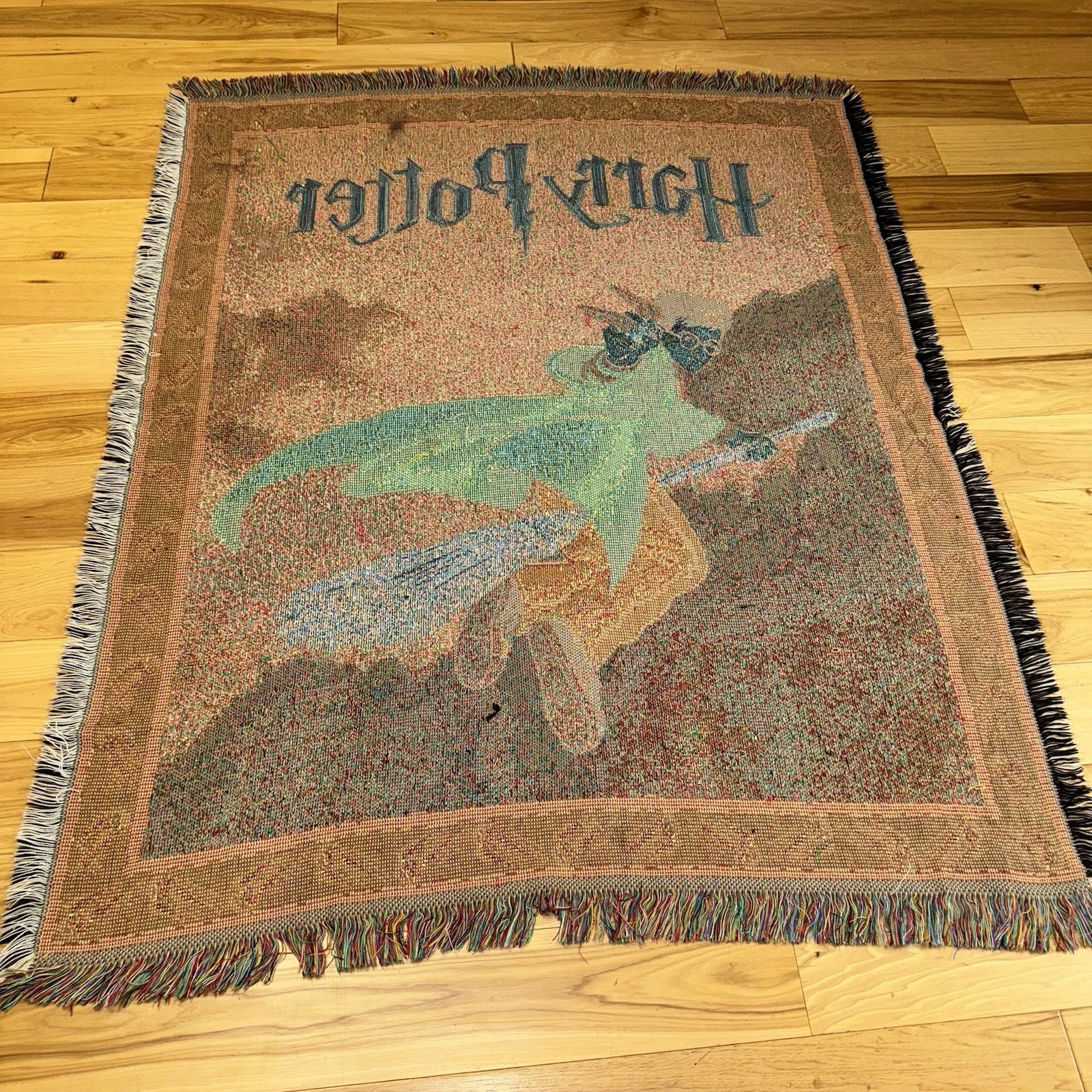 Harry Potter Woven Tapestry Throw Blanket 45x55 Wizard Broomstick Quidditch