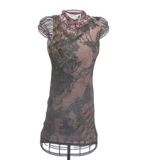 Guess Ruched Purple Floral Bodycom Stretchy Material Mini Dress Size M NWT