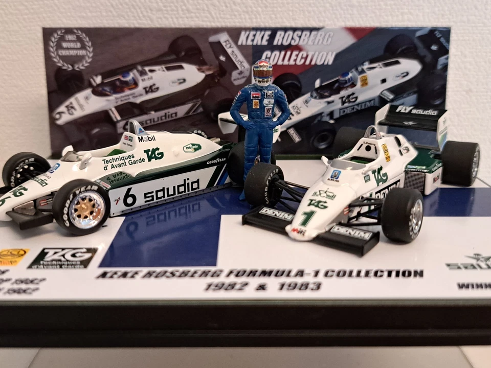 SET 2 AUTO 1:43 KEKE ROSBERG WILLIAMS FW08 1982 CAMPIONE DEL MONDO FW08C... - Immagine 4 di 4