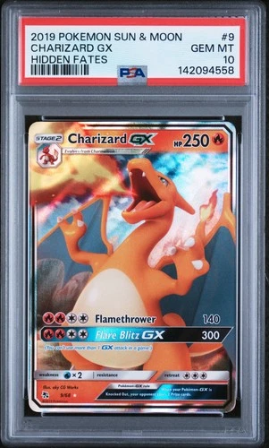 2019 POKEMON SUN & MOON HIDDEN FATES #9 CHARIZARD GX PSA 10