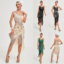1920s Womens Sequins Fringed Cocktail Party Great Gatsby Flapper Dress Plus Size