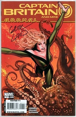 CAPTAIN BRITAIN AND MI13 ANNUAL 1 DYNAMIC FORCES SIGNED GREG LAND DF COA MARVEL
