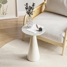Farmhouse Pedestal Small End Table Wood Plant Stand Rustic Drink TableWhite