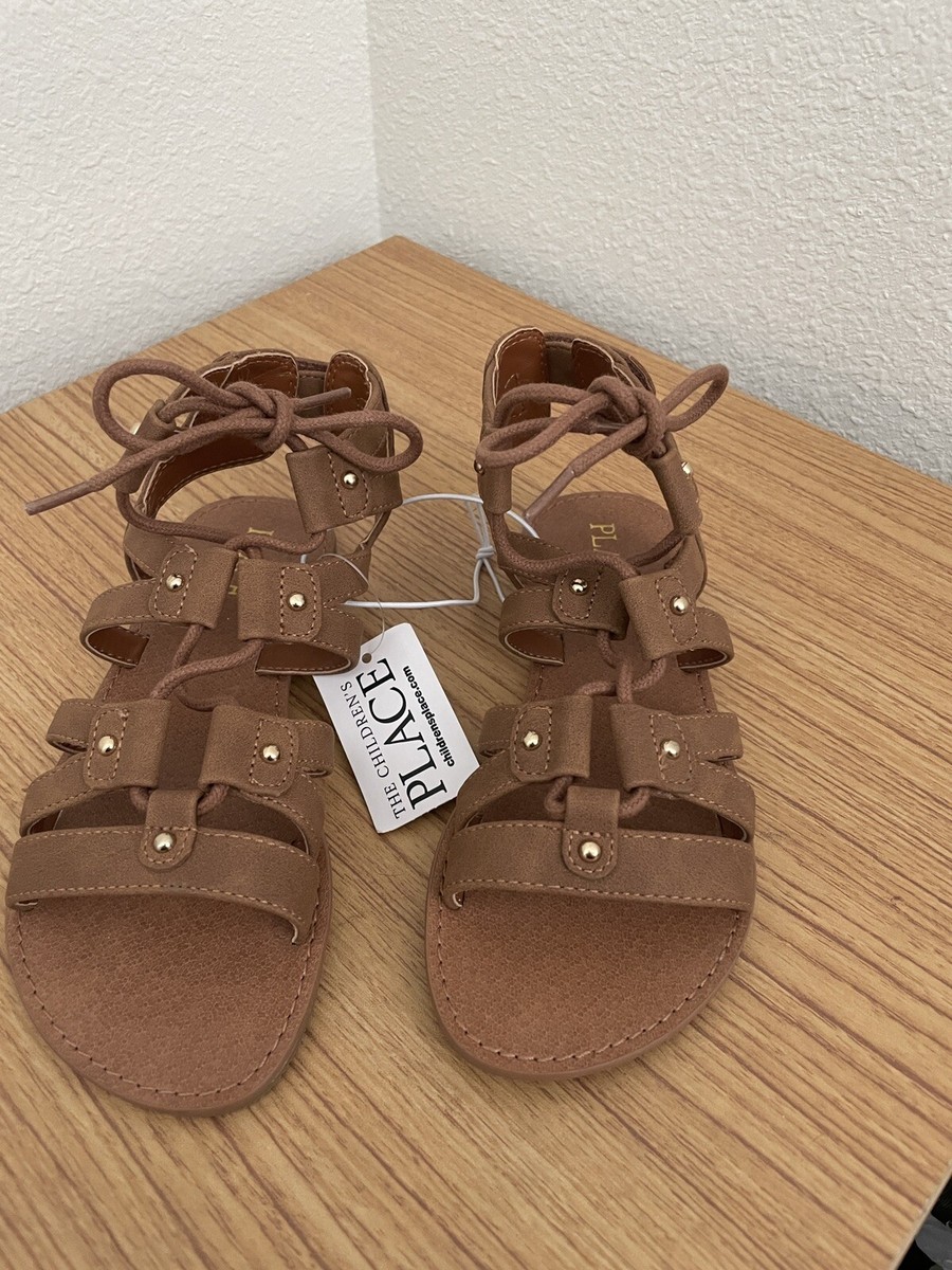 Girls Studded Gladiator Sandals Tan Size 12 Youth