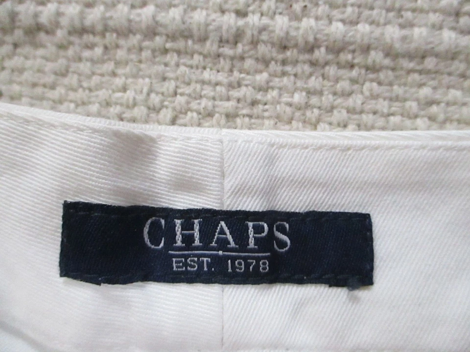 Pantalones Cortos Chaps Mujer 8 Blanco Chino Botón Hebilla Cortar Bolsillos Informales Algodón Foto 4 de 4