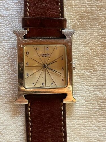 HERMES H watch HH1.510 Quartz Brown Leather Band - Picture 7 of 9