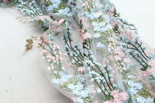 Lace Fabric Multi-Color Flowers Embroidered Mesh Fabric By Yard DIY Bridal Gown - Bild 3 von 5