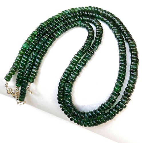 Natural Bottle Green Apatite 5 to 6 mm Size Smooth Rondelle Beads 16" Necklace - Picture 3 of 7
