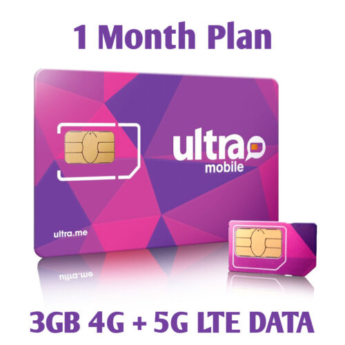Ultra Mobile sim card with 3 GB 1 Month Plan Included
