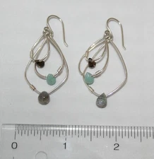 Silpada Sterling Silver Feldspar & Quartz Three Tier Dangle Hook Earrings W2036