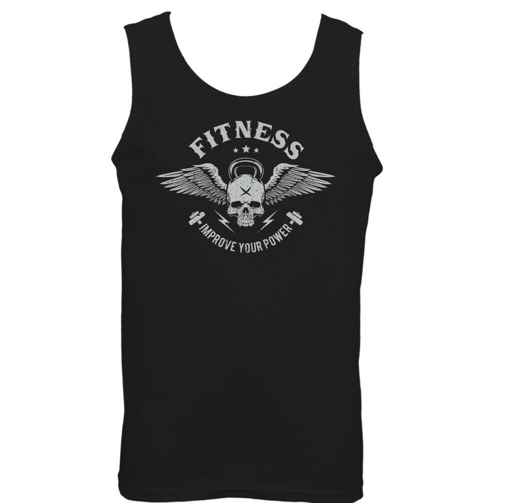 Fitness Power Mens Gym Vest Training Top Weightlifting Bodybuilding MMA Skull