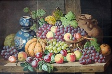 Fruit grapes peaches pumpkin Tile Mural Bathroom Wall Backsplash Ceramic 18x12