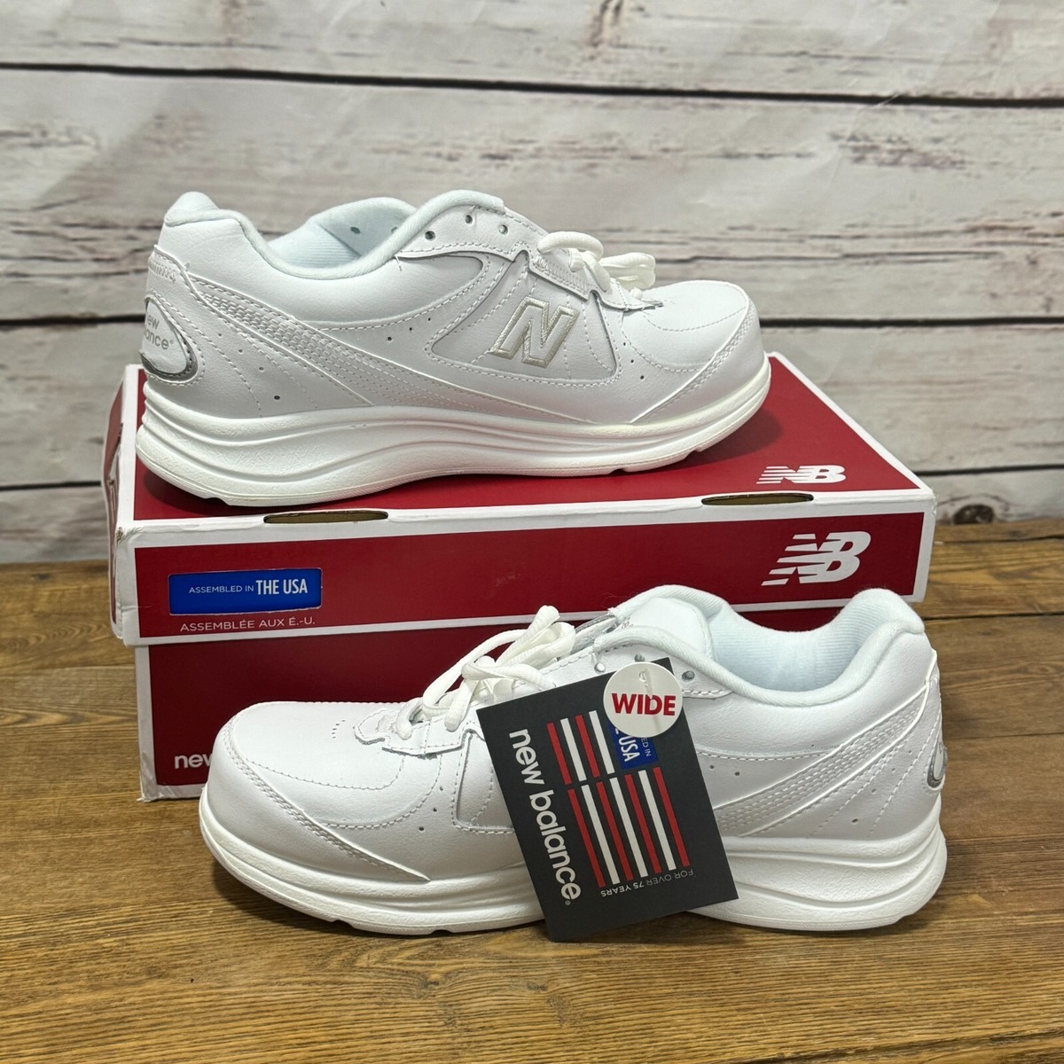 New Balance Womens 577 White Walking Shoes Sneakers Wide Comfort