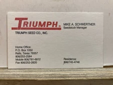 1990's 2000's Business Card Triumph Seed Company Inc Ralls TX Vtg