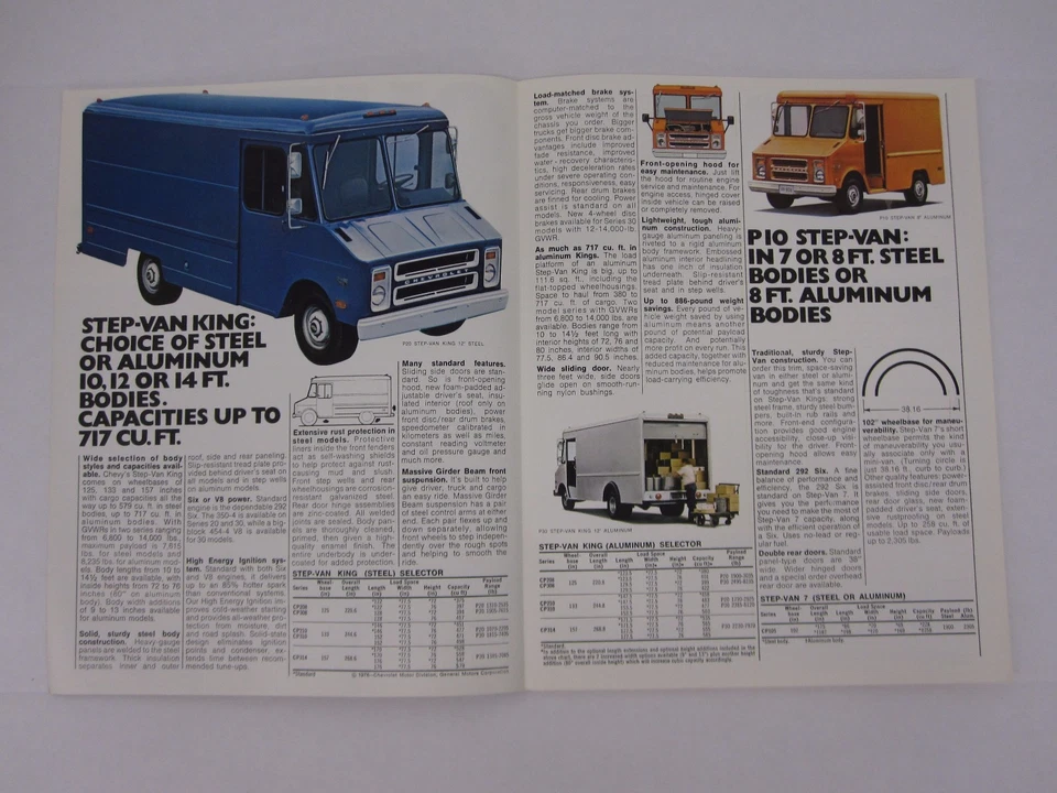 Chevrolet Chevy 1977 chasis de control delantero P10 P20 P30 carpeta de folleto de ventas Foto 2 de 3