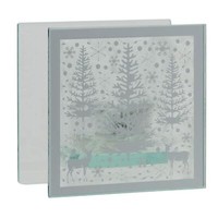 Weihnachtskerzenhalter Quadratisch Glas Teelichthalter Mit Rentier