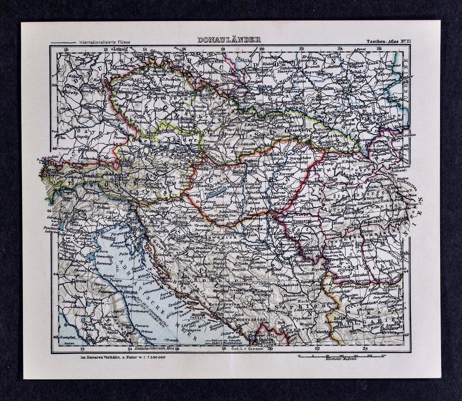 c1925 Taschen Atlas Map Venice Italy Hungary Budapest Bohemia Transylvania 