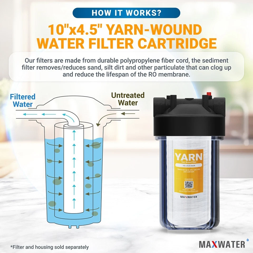 10"x4.5" String Wound Sediment Whole House Water Filter,Hard Well WVO Biodiesel - Image 4 of 4